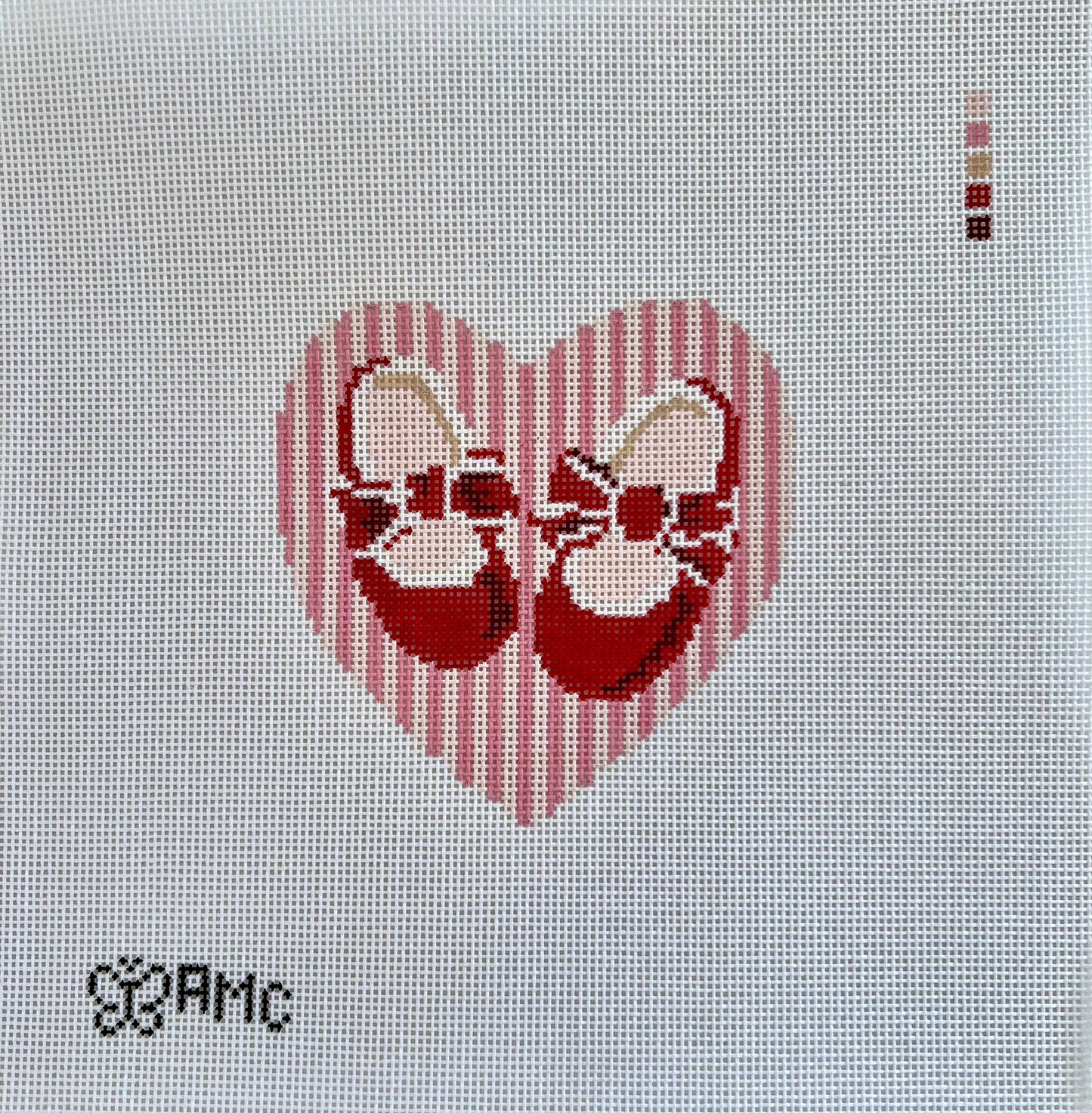 Red Bow Mary Janes on Striped Heart